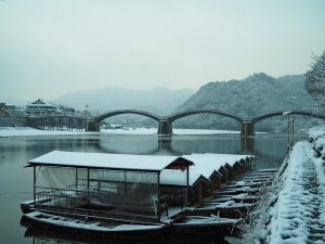 錦帯橋　冬　遊覧船