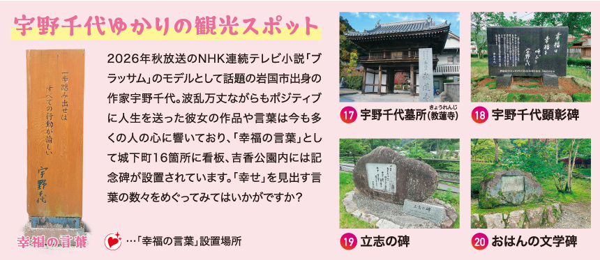宇野千代ゆかりの観光スポット